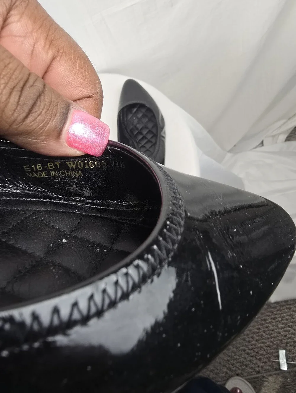 Cole Haan Tali Luxe Black Patent Leather Pointed Toe Wedge Kitten Heel Sz 7.5B